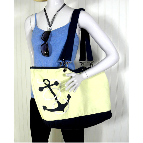 thirty-one Handbags - Thirty-One Nautical crew large canvas tote ivory and navy blue